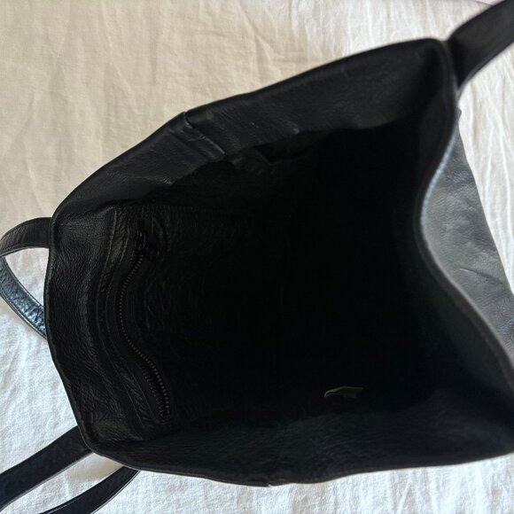 BAGGU Black Leather Tote Bag - Picture 2 of 3